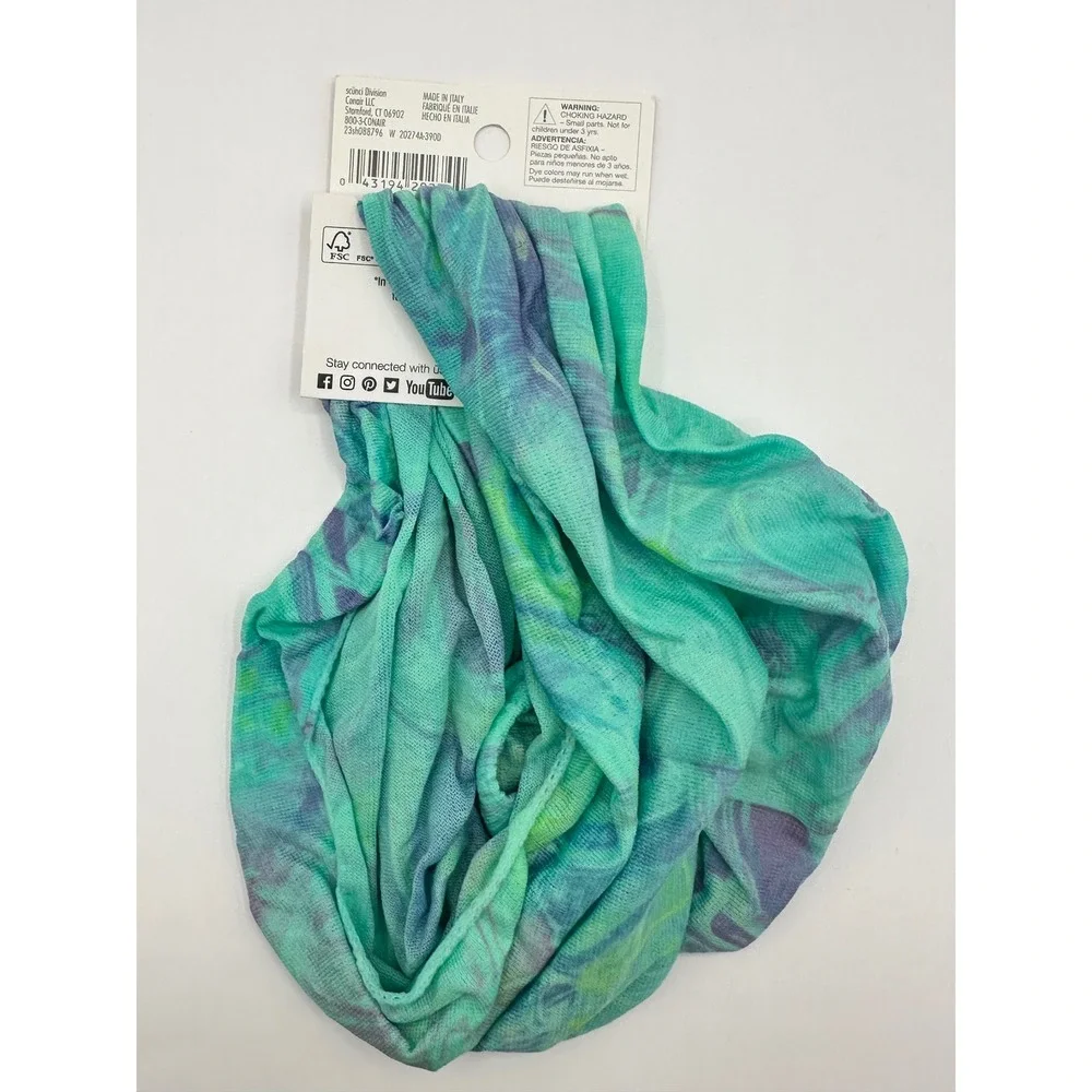 Scunci Headwrap Turquoise Purple Tie Dye Seamless Comfort All Hair